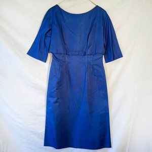 Vintage Royal Blue Cocktail Dress Jewel Buttons